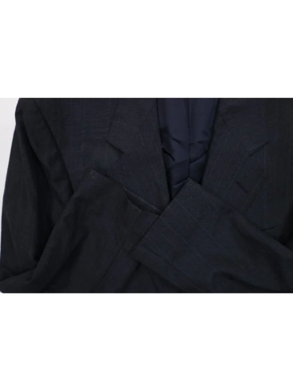 Vtg 90s Streetwear Mens 44L 2 Piece Wool Suit Wedding Striped Wide Leg 40x31 USA